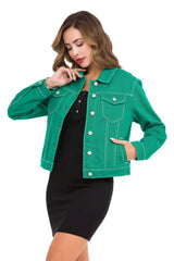 WJ212 Women's denim jacket with stylish, eye-catching elements