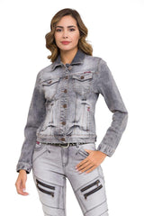 WJ212 Women's denim jacket with stylish, eye-catching elements