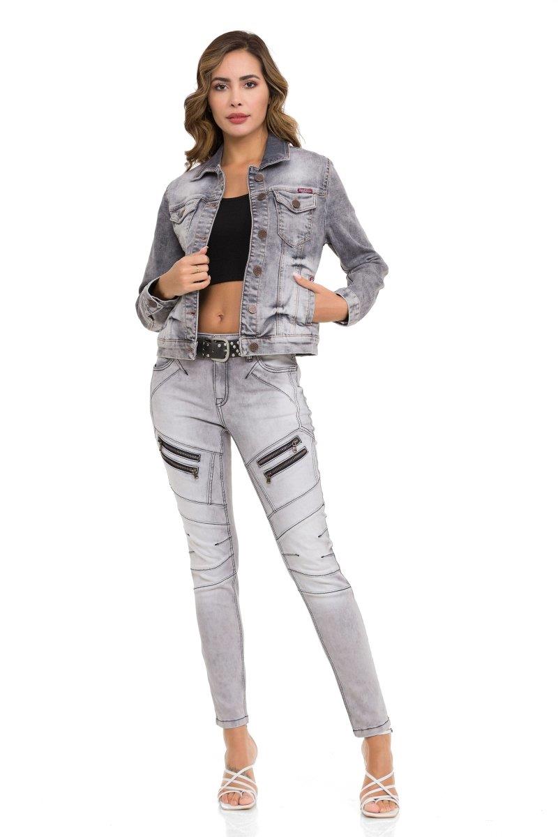 WJ212 Women's denim jacket with stylish, eye-catching elements