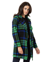 WJ220 women's long jacket in checked design
