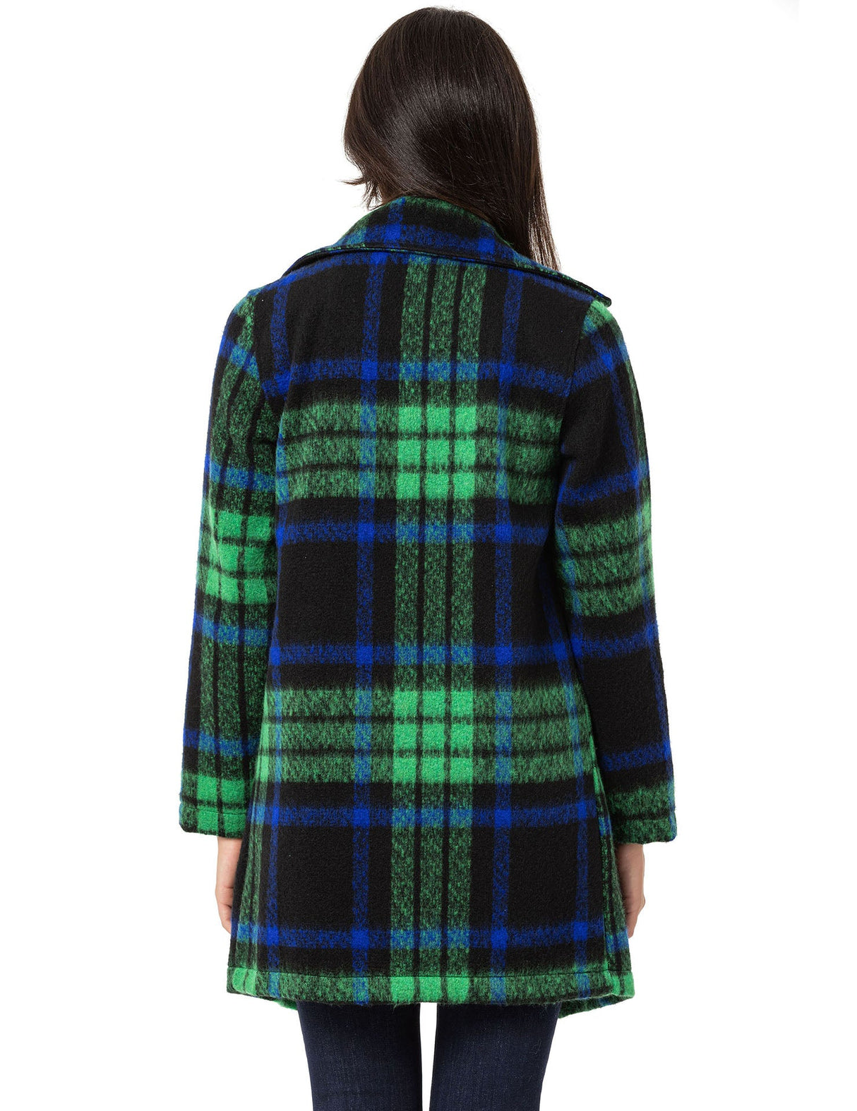 WJ220 women's long jacket in checked design