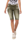 WK178 Women's Capri Shorts with trendy cargo pockets