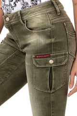 WK178 Women's Capri Shorts with trendy cargo pockets
