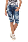 WK181 women's denim shorts with destroyed effects
