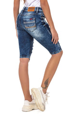WK181 women's denim shorts with destroyed effects