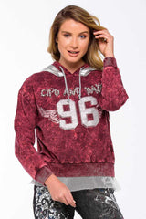 WL207 Women's hooded sweatshirt in a sporty college look