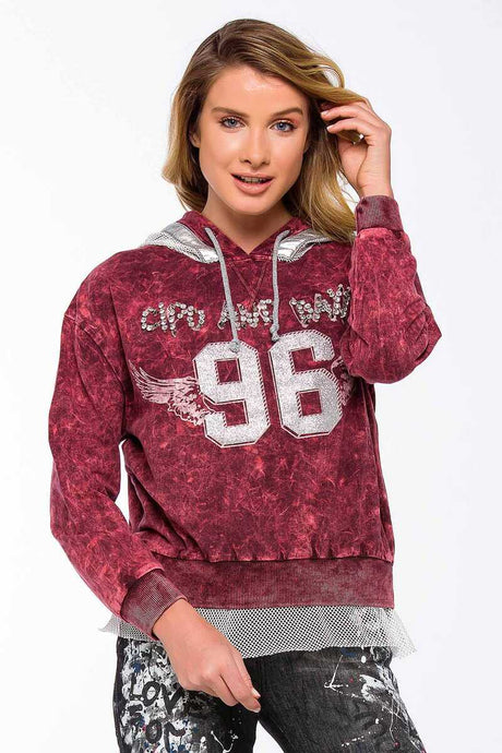 WL207 Women's hooded sweatshirt in a sporty college look