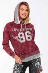 WL207 Women's hooded sweatshirt in a sporty college look