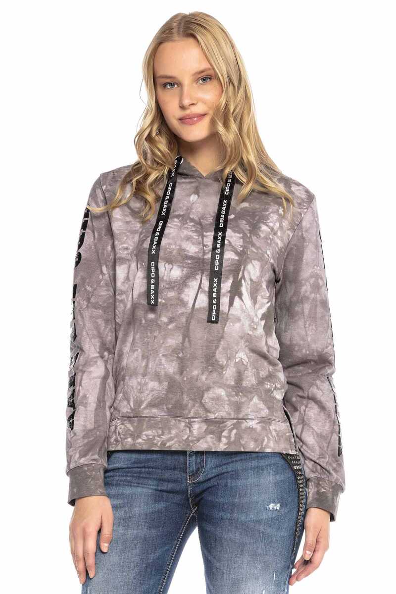 WL255 Women's hooded sweatshirt with stylish batik pattern