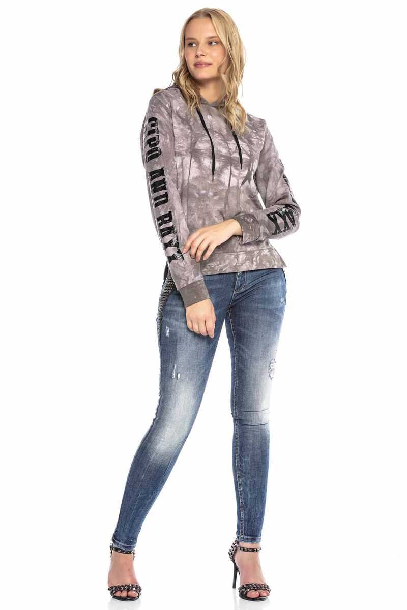 WL255 Women's hooded sweatshirt with stylish batik pattern