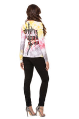 WL282 Women's long-sleeved shirt with trendy rhinestones