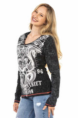 WL285 Women's long-sleeved shirt with large front print