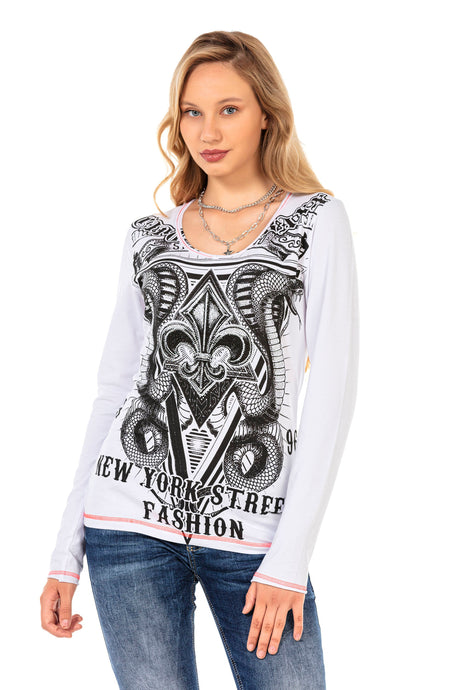 WL285 Women's long-sleeved shirt with large front print