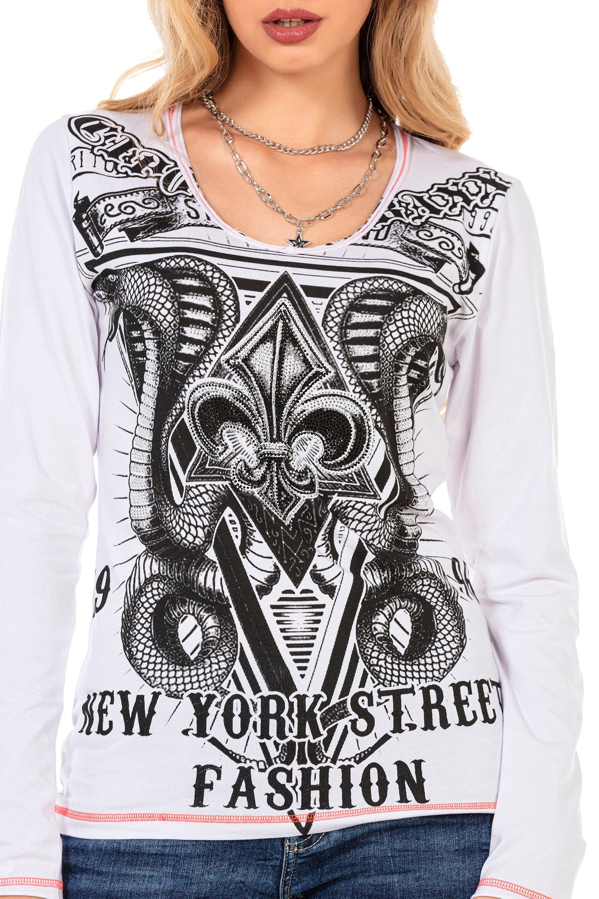 WL285 Women's long-sleeved shirt with large front print