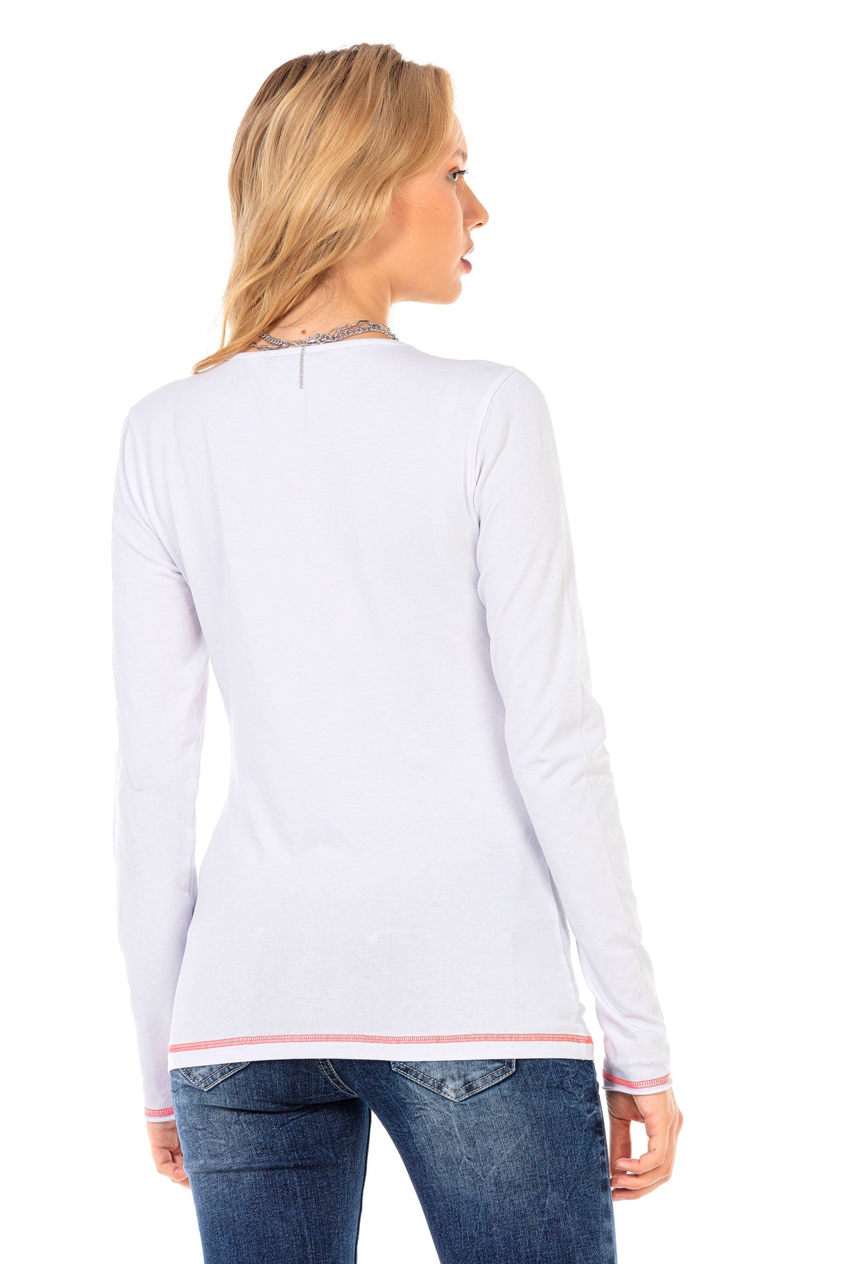 WL285 Women's long-sleeved shirt with large front print