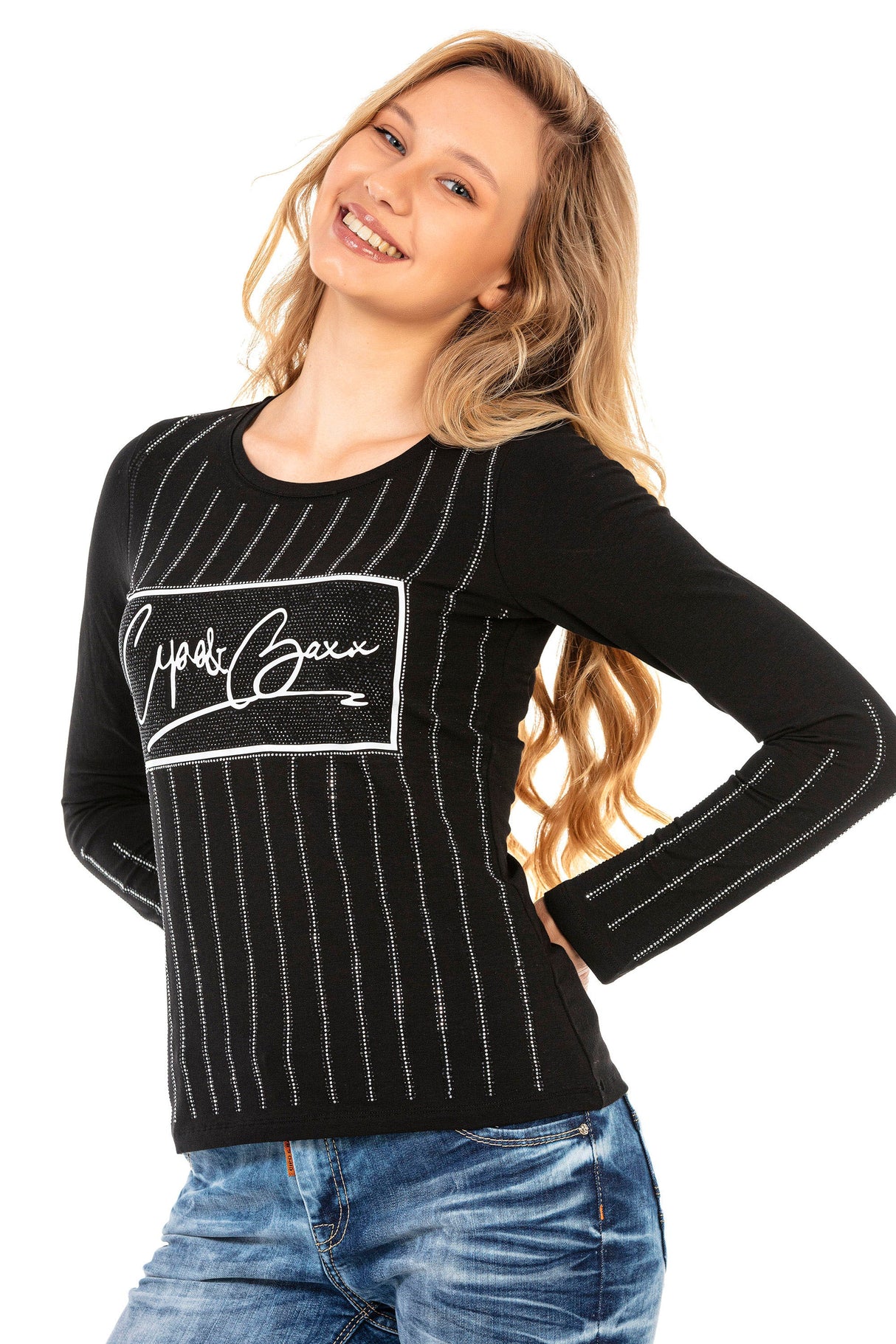 WL289 Women's long-sleeved shirt with fashionable front print