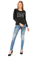 WL289 Women's long-sleeved shirt with fashionable front print