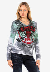 WL291 women's long-sleeved shirt with cool brand print
