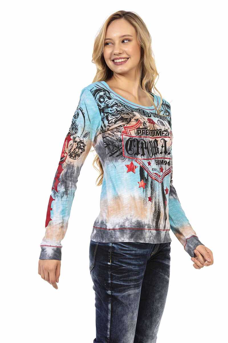 WL295 women's long-sleeved shirt with cool brand print