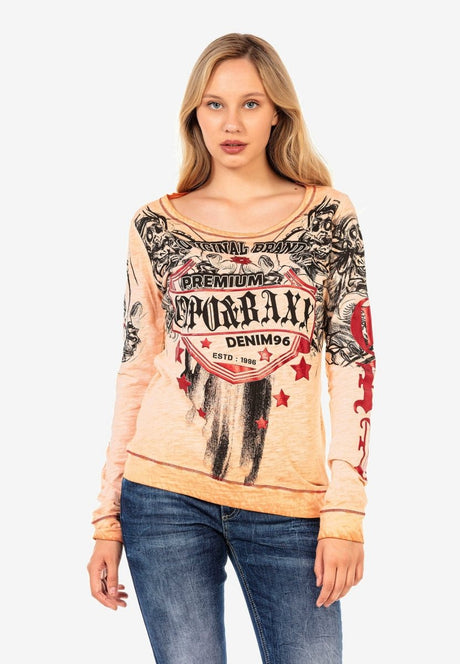 WL295 women's long-sleeved shirt with cool brand print