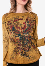 WL307 Women's long-sleeved shirt with trendy glitter print