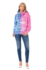 WL341 Women's hooded sweatshirt in two-tone batik look