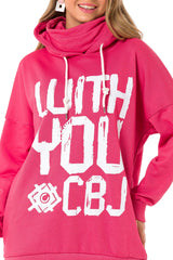 WL345 Women's hooded sweatshirt with cool brand print and loop scarf
