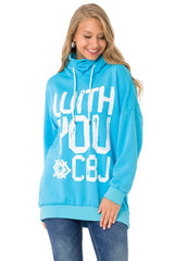 WL345 Women's hooded sweatshirt with cool brand print and loop scarf