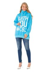 WL345 Women's hooded sweatshirt with cool brand print and loop scarf
