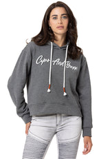 WL351 Women's hooded sweatshirt with trendy rhinestone brand embroidery