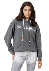 WL351 Women's hooded sweatshirt with trendy rhinestone brand embroidery