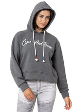 WL351 Women's hooded sweatshirt with trendy rhinestone brand embroidery