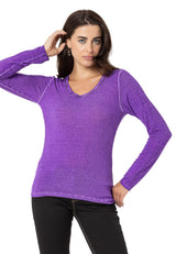 WL355 Women's Long Sleeve Basic Shirt with Wash Effect