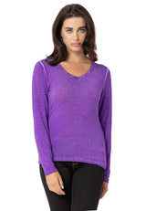 WL355 Women's Long Sleeve Basic Shirt with Wash Effect