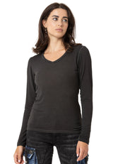 WL355 Women's Long Sleeve Basic Shirt with Wash Effect
