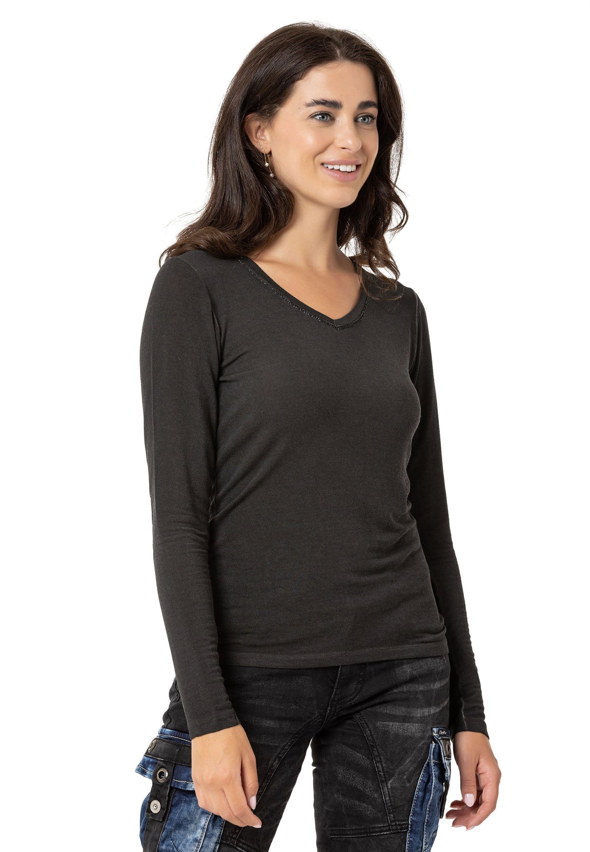 WL355 Women's Long Sleeve Basic Shirt with Wash Effect