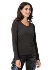 WL355 Women's Long Sleeve Basic Shirt with Wash Effect