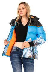 WM119 Women's winter jacket with eye-catching print