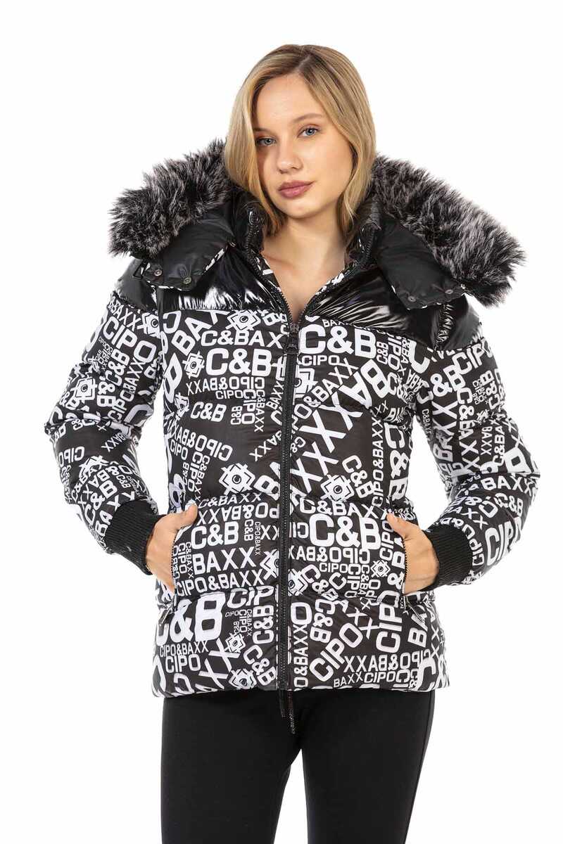 WM129 Women's winter jacket with fashionable all-over print