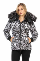 WM129 Women's winter jacket with fashionable all-over print