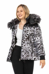 WM129 Women's winter jacket with fashionable all-over print