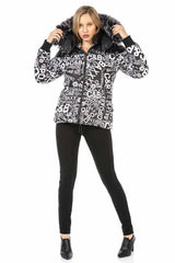 WM129 Women's winter jacket with fashionable all-over print