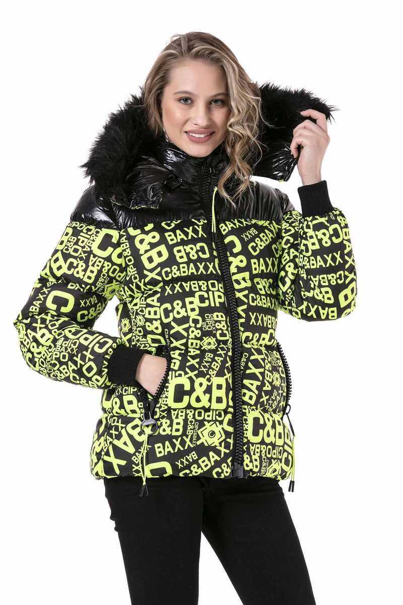 WM129 Women's winter jacket with fashionable all-over print