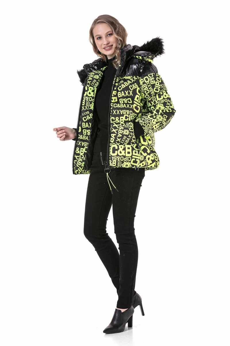 WM129 Women's winter jacket with fashionable all-over print