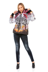 WM130 Women's winter jacket with vibrant all-over print