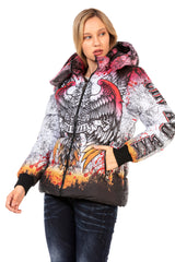 WM130 Women's winter jacket with vibrant all-over print
