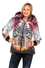 WM130 Women's winter jacket with vibrant all-over print
