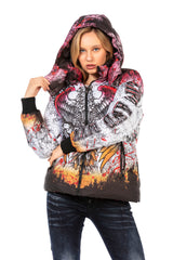 WM130 Women's winter jacket with vibrant all-over print