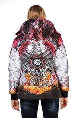 WM130 Women's winter jacket with vibrant all-over print