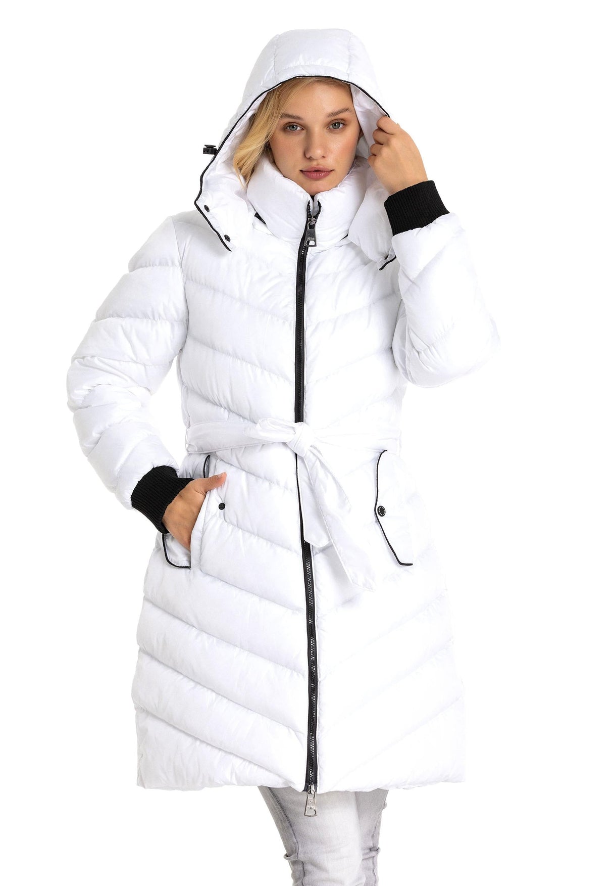 WM135 Women's Winter Jacket Quilted Coat with Detachable Hood